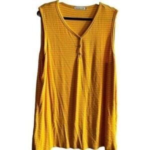 NWOT - Michelle Mae Women’s Yellow/white Stripe V Neck Tank - Size 2XL